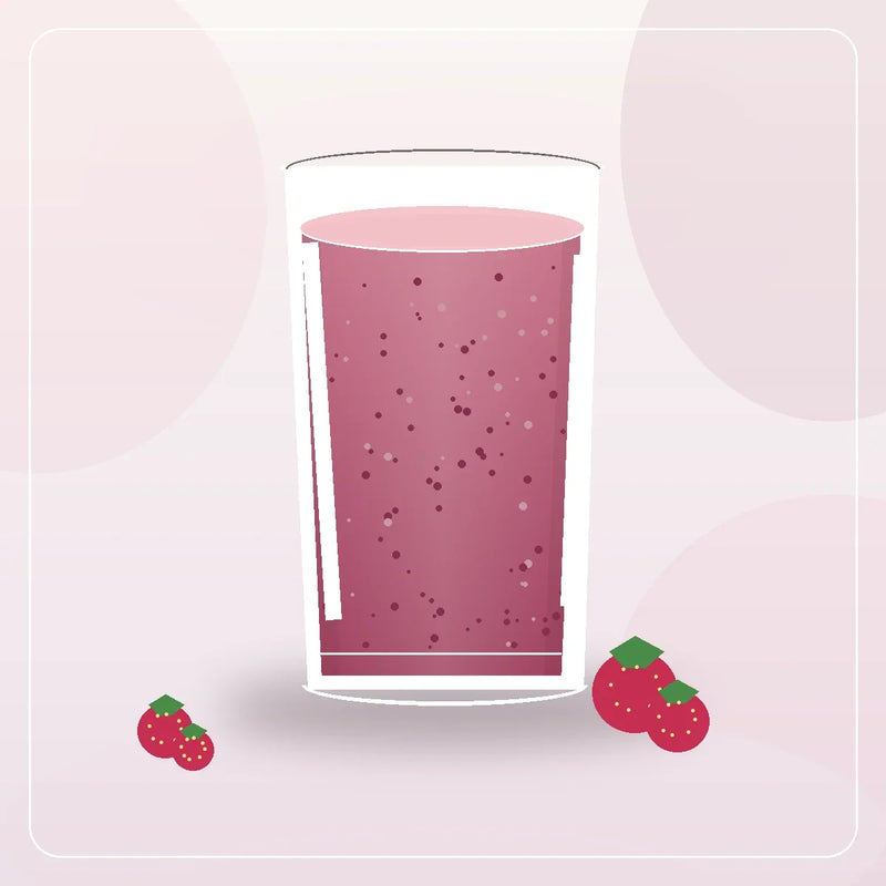 Illustration of a beetroot berry yogurt smoothie with beetroot and strawberries