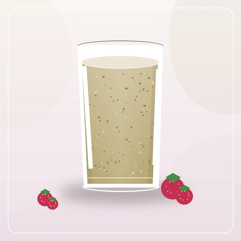 Illustration of a strawberry matcha smoothie with strawberries and a green smoothie